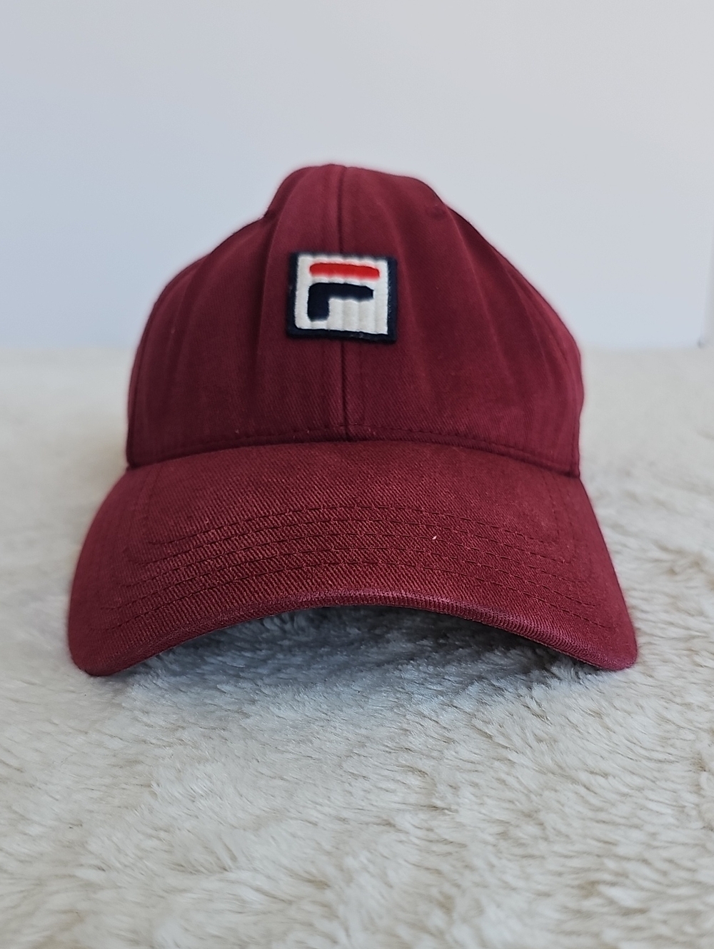 FILA Burgundy Red Logo Baseball Cap Hat One Size Adjustable